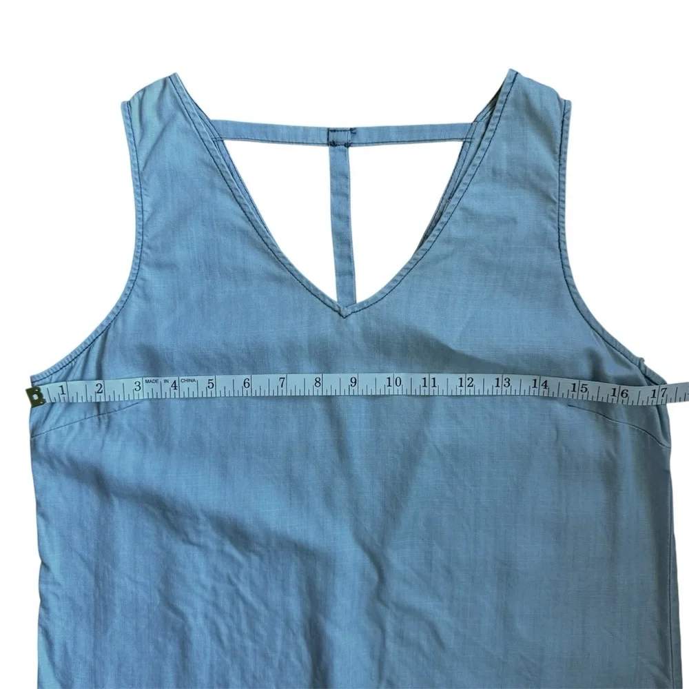 Skies Are Blue Light Blue Chambray 100% Tencel V-Neck Tank Top S - Picture 8 of 11